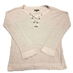 American Eagle Womens S  Jegging Fit Thermal Sweatshirt Henley Pullover Sweater